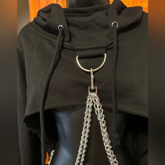 Current Mood Dolls Kill Cropped Chain Hoodie. SZ XL. NWT. - Picture 2 of 8